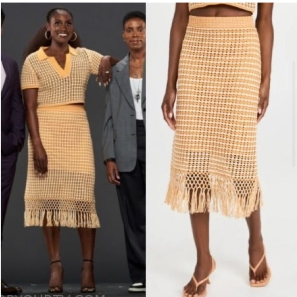 10 Crosby Derek Lam Mustard Crochet Midi Skirt - Picture 9 of 9